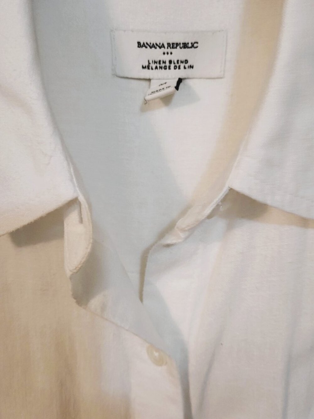 Banana Republic Linen-Blend Long Sleeves Shirt - Size Medium.  White - Picture 8 of 9